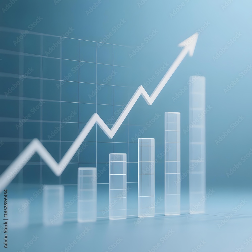Upward Trend Graph with Increasing Bar Heights and Arrow Upward Trend Graph with Increasing Bar Heights and Arrow
