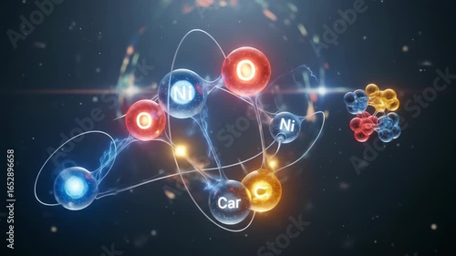 Wallpaper Mural Abstract Animated Molecular Structures Displaying Scientific Concepts Over Cosmic Background Torontodigital.ca