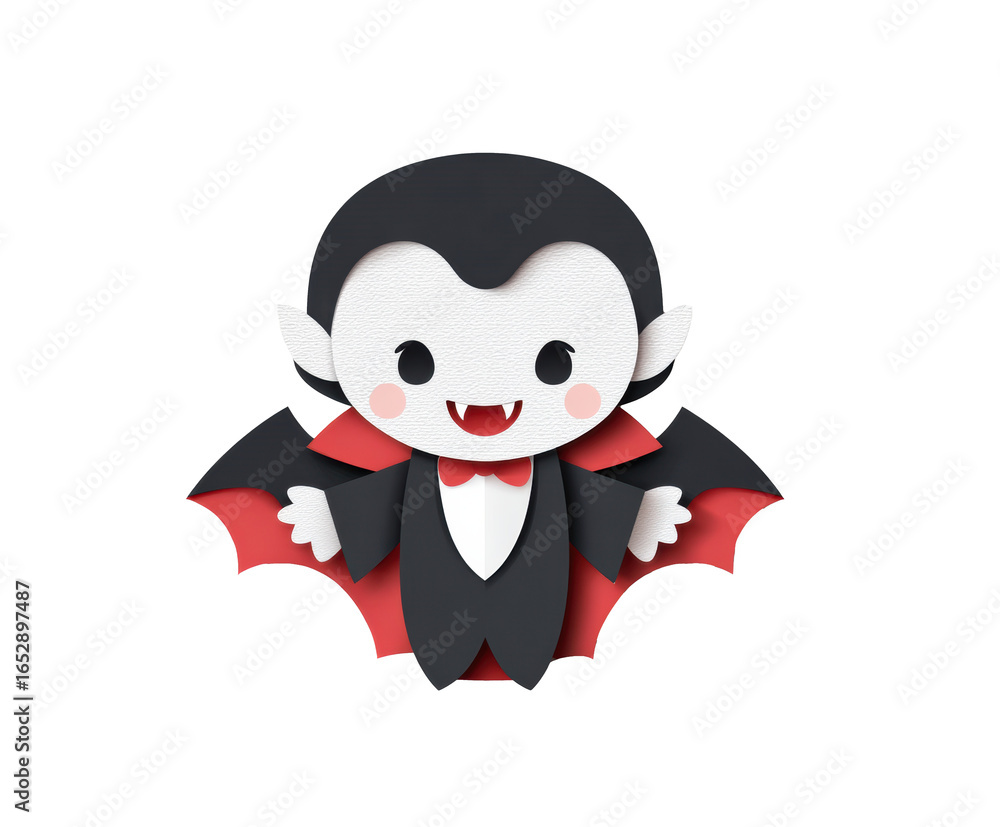 Fototapeta premium Cute cartoon vampire for Halloween parties and decor on a transparent background, cut out