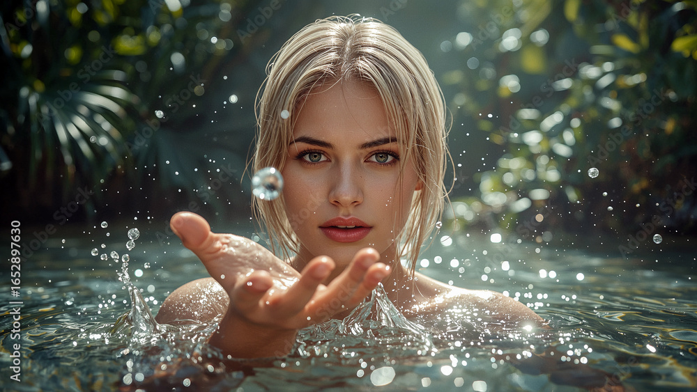 Obraz premium Water splash and human hand.