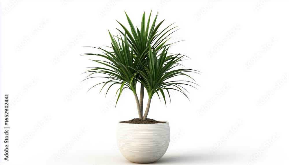 Obraz premium Potted Plant: Stunning Dracena Marginata Houseplant Showcased Beautifully Against A Clean White Background. A Gorgeous Addition To Any Indoor Space.