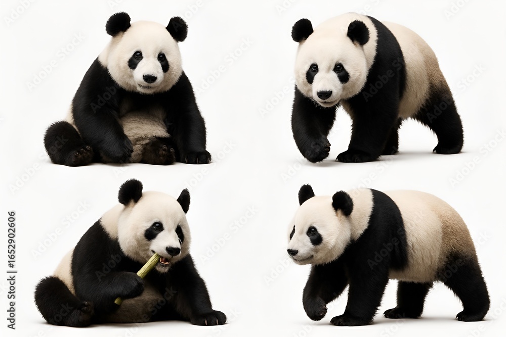 Fototapeta premium Giant panda isolated on white background. Wild animal, wildlife, biodiversity, and ecological protection