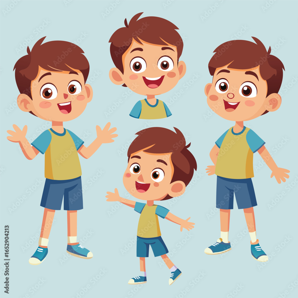 Cartoon Boy Character Poses: Diverse Expressions & Actions Cartoon Boy Character Poses: Diverse Expressions & Actions