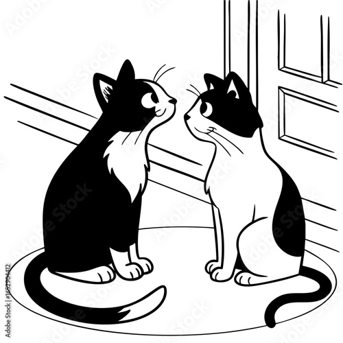 Canvas Print black and white cats