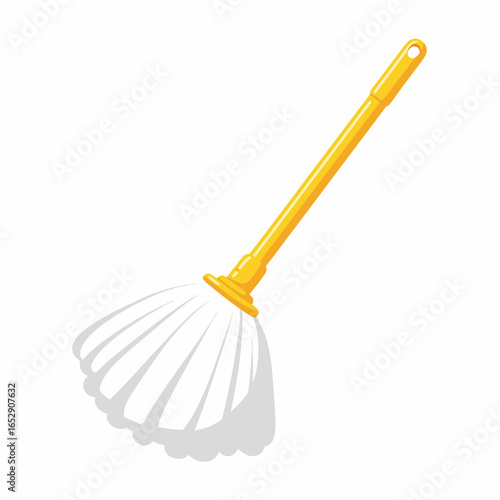 Vector illustration of a yellow mop for cleaning floors and surfaces icon tool equipment, with white isolated background design concept