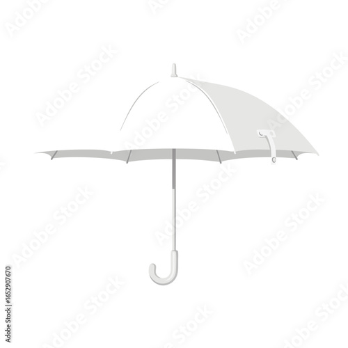 Minimalist white umbrella isolated on a clean background providing protection from rain and sunlight elegantly portrayed in a simple style