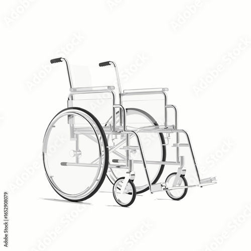 Silver-toned mobility aid for accessibility and support with a gleaming metal finish rendered in isolation creating a sense of minimalistic clarity