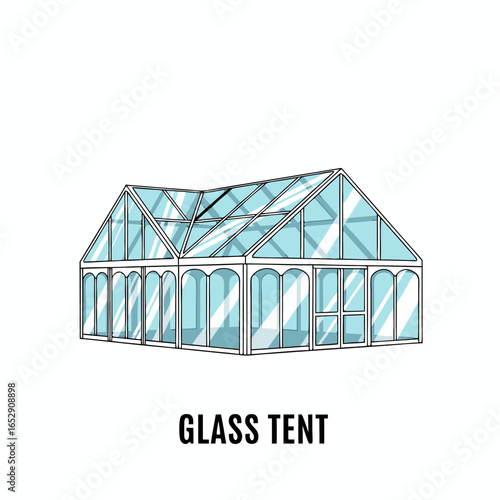 Elegant glass tent illustration showcasing modern design and architectural transparency for outdoor events and gatherings