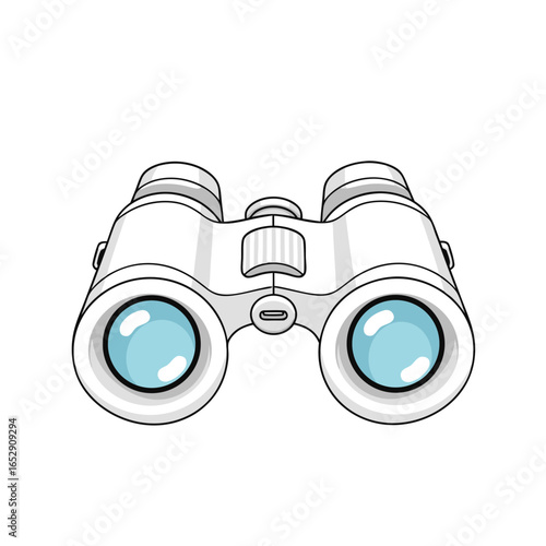 Binoculars with blue lenses, exploring the horizon: A minimalist vector illustration