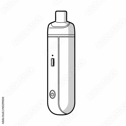 Minimalist electronic cigarette device illustration on white background for graphic use vaping trend design