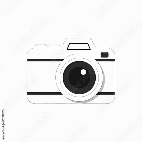 Minimalist camera illustration showcasing simplicity and photographic representation, a clean image depicting photography equipment and creative