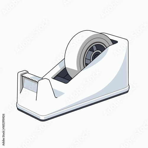 Minimalist stationery tape dispenser illustration against a white background enhances visual clarity showcasing office equipment