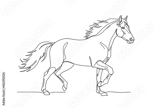 Elegant single line drawing of a horse in motion
