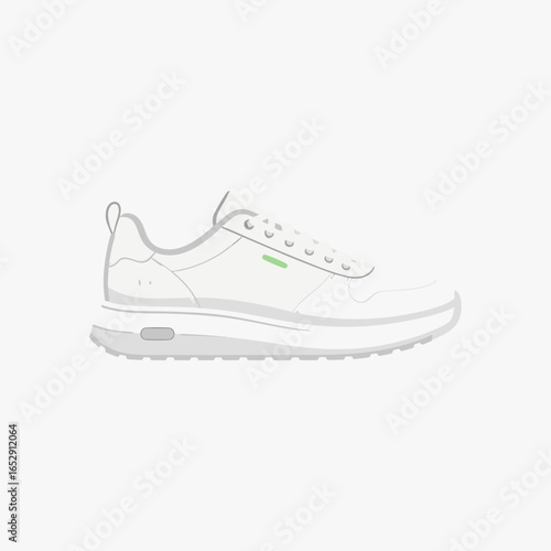 Stylish White Athletic Shoe Illustration: A Sleek Design for Modern Footwear, Depicting a Simple Elegance for Comfort and Performance