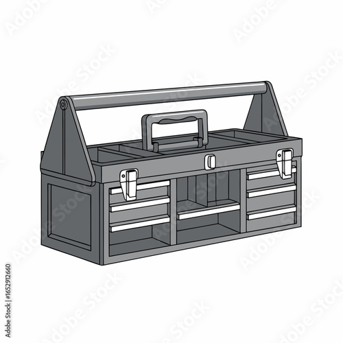 Organized toolbox with compartments, ready for tasks and home improvement projects, ideal for storing tools, equipment, and small hardware items