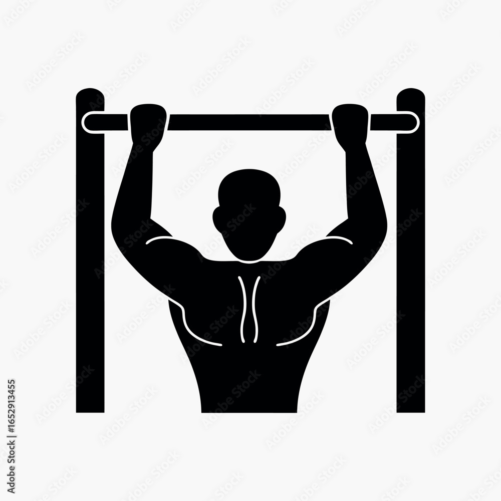 Naklejka premium Pull Up Fitness Muscle Strength Gym Workout Icon Vector Illustration