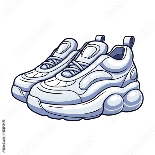 Stylized athletic shoes illustration showcasing modern design and footwear aesthetics, with creative artistry