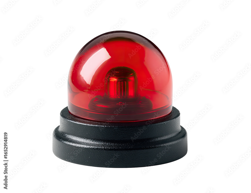 A round, vibrant red emergency light A round, vibrant red emergency light