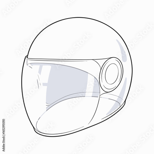 Minimalist Motorbike Helmet Illustration with Transparent Visor for Safety and Style Depiction