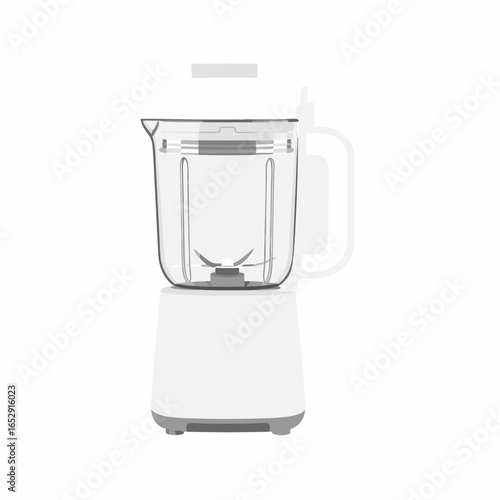 Sleek white blender ready for food processing or smoothie creation in minimal kitchen appliance illustration