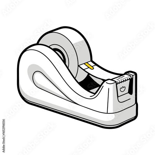Adhesive Tape Dispenser Illustration: A Clean and Simple Stationary Item Depiction for Office and Craft Applications