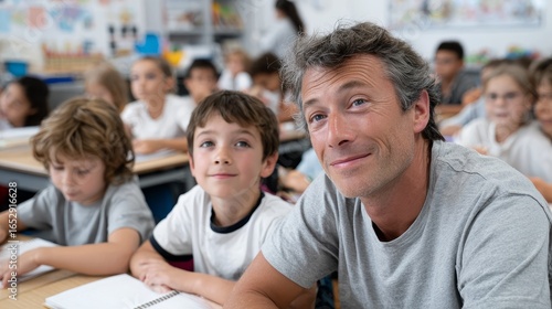 Diverse classroom learning experience kids engaged in school activities bright environment positive viewpoint