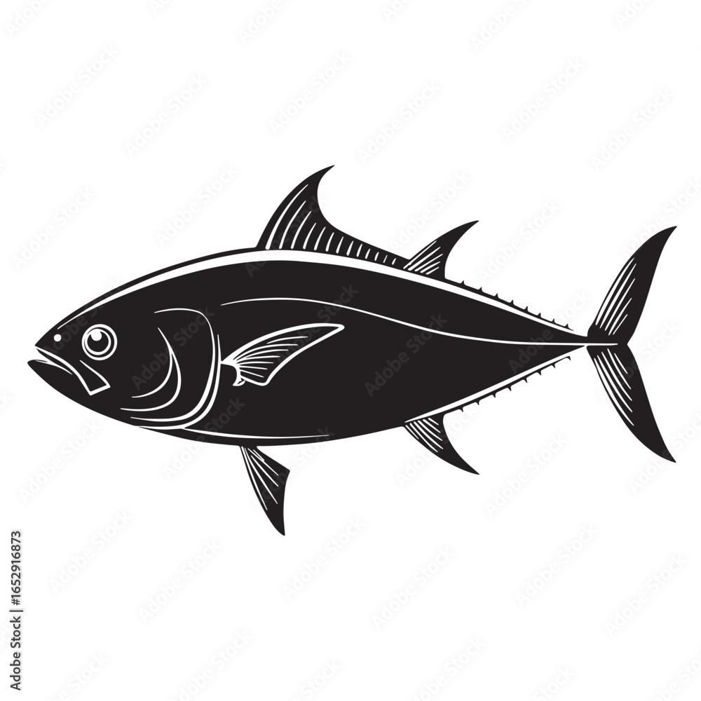 Fototapeta premium black fish tape Silhouette Vector, High Quality Illustration on White Background