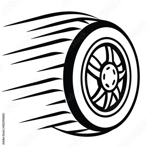 Automotive Wheel Tire Spinning Fast Motion Lines Transportation