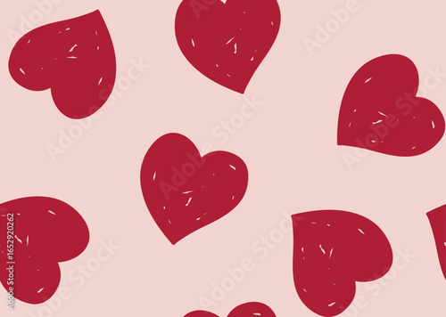 Heart seamless pattern. Repeating love background. Repeated scattered hearts for design prints. Scattering graphic motif. Repeat lattice. Randomly ornament. Decorative elements. Vector illustration.