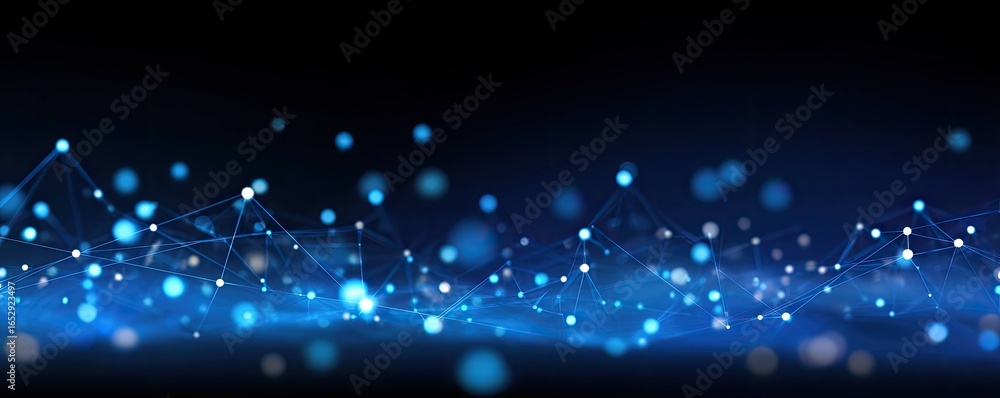 Naklejka premium Abstract Blue Digital Art with Glowing Connections A Futuristic Concept in Technology Environment