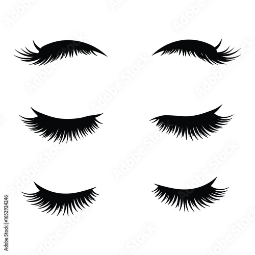 Eyelashes Vector Set in Silhouette Style Beauty Makeup and Fashion Illustration silhouette