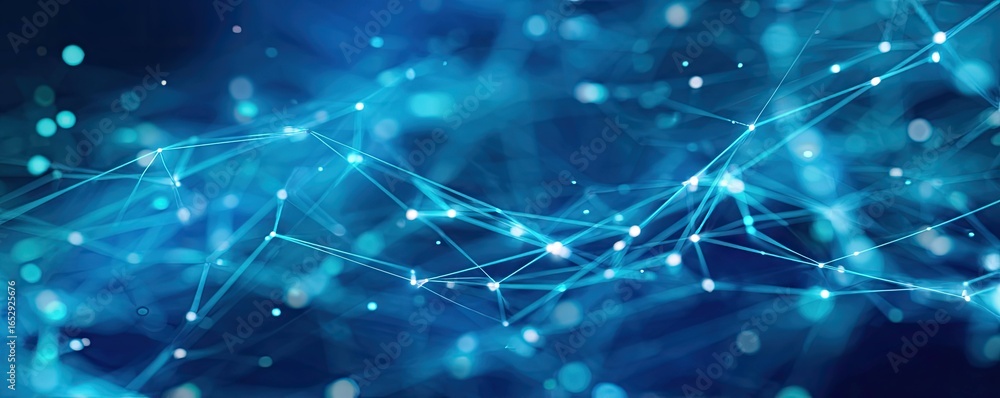 Fototapeta premium Dynamic Abstract Blue Digital Network Background Art Scale Illuminated Data Flow Technology Conceptual View