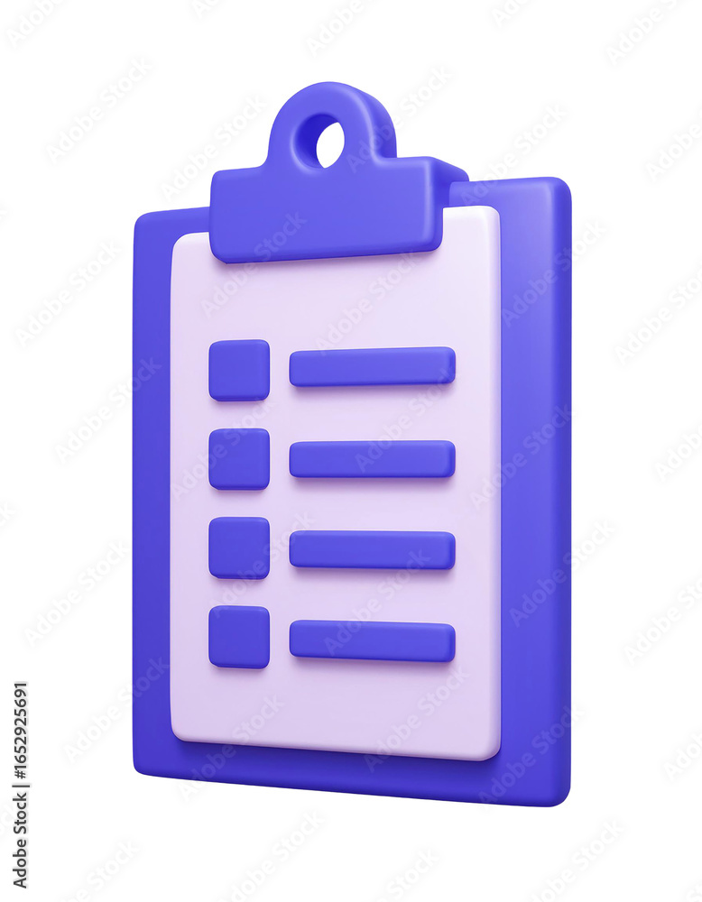 Obraz premium 3D Clipboard Checklist Icon for Task Management and Organization 3d clay style, png isolated on transparent background