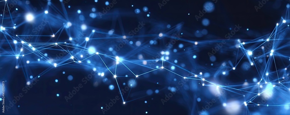Obraz premium High-Tech Perspective on Dynamic Blue Digital Network Visualization in Futuristic Abstract Art