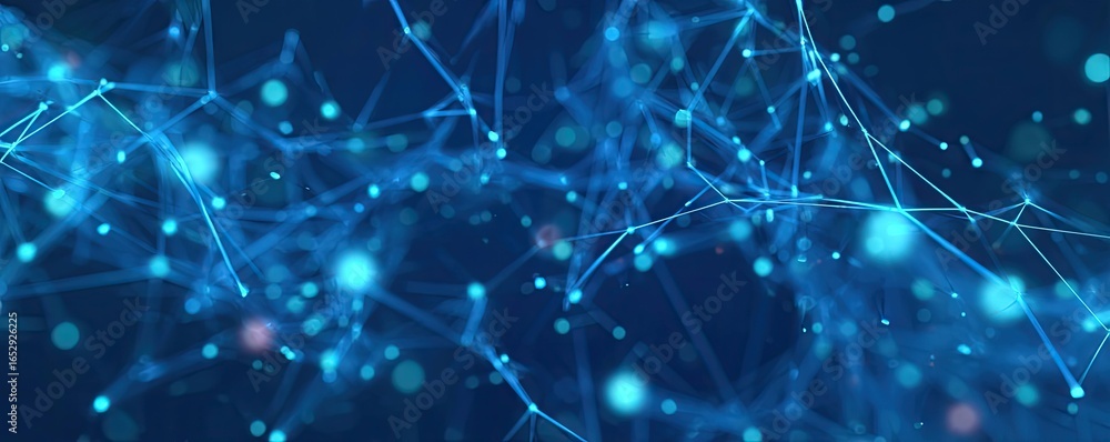 Fototapeta premium Dynamic Abstract Blue Digital Network Background with Glowing Artscale for Creative Designs