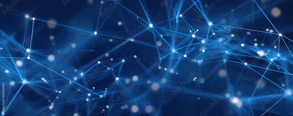 Fototapeta premium Creative Digital Art Abstract Blue Network with Glowing Artscale Technology Elements