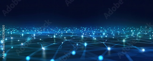 Digital Connections in Abstract Blue Background Technology Modern Digital Art Futuristic Concept
