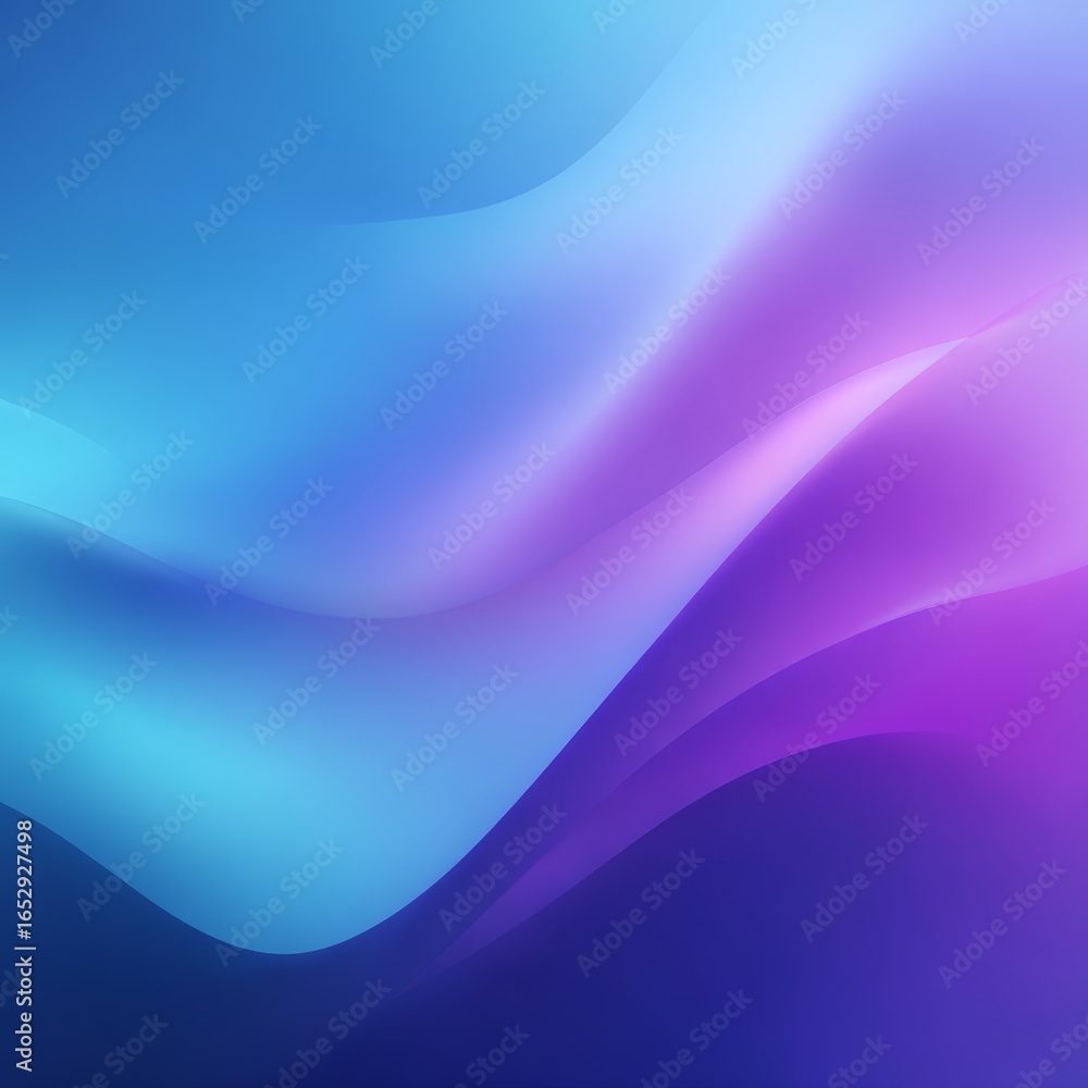 Fototapeta premium An abstract, smooth and flowing wave design in blue and purple colors, creating a sense of fluidity and movement. The gradients of blue and purple seamlessly blend