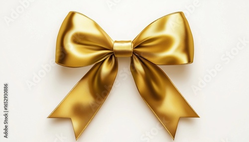 Elegant White Background With A Stunning Gold Bow - A Luxurious And Sophisticated Combination For A Sublime Aesthetic Appeal.