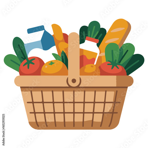 Large collection of grocery and food line icons including supermarket items, drinks, packaged goods, vegetables, fruits, bakery, meat, seafood, dairy, condiments, snacks, and kitchen essentials. Perfe