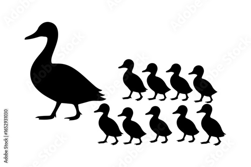 Duck and Ducklings Silhouette Mother duck and ducklings