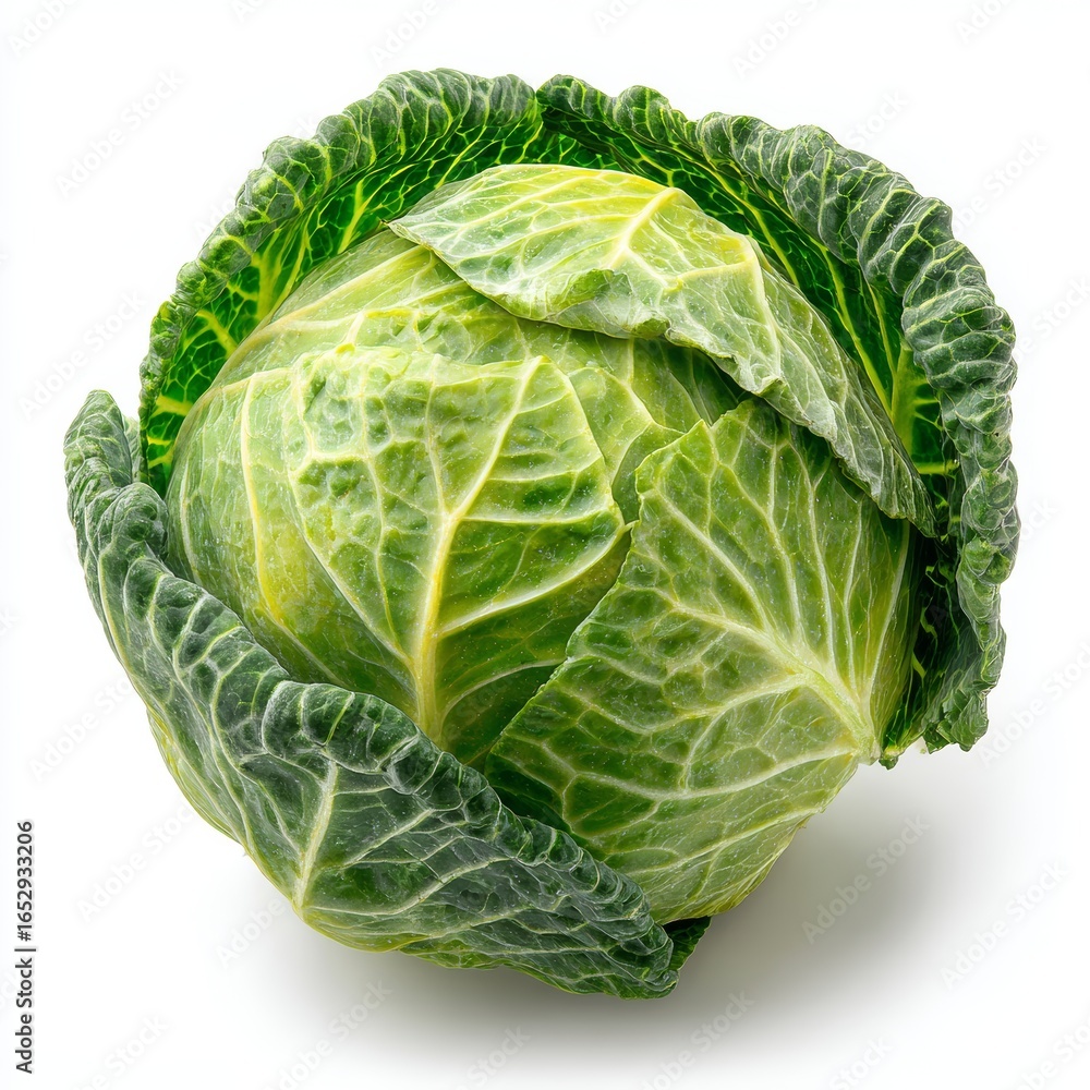 Fototapeta premium A vibrant close-up of a fresh, green cabbage
