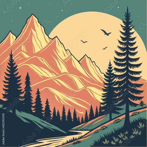 Majestic Mountain Landscape in Warm Tones