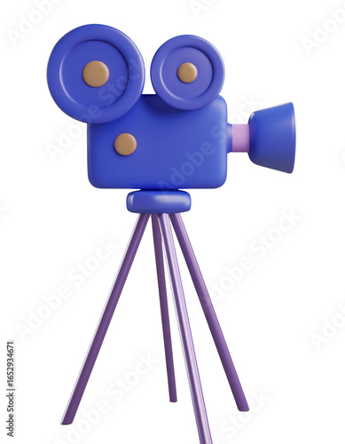 Retro 3D Film Camera Illustration 3d clay style, png isolated on transparent background