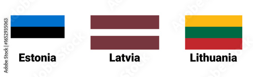 Canvastavla Vector illustration of the national flags of the Baltic states: Estonia, Latvia, and Lithuania