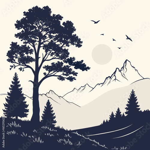 Majestic Mountain Landscape Silhouette