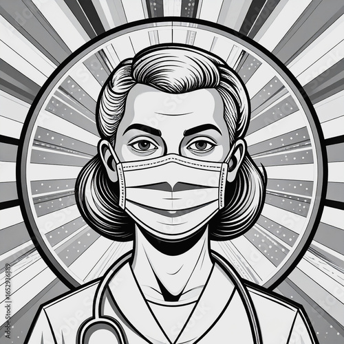 Futuristic apocalyptic nurse propaganda poster portrait