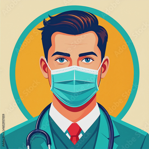 Futuristic apocalyptic doctor propaganda poster portrait