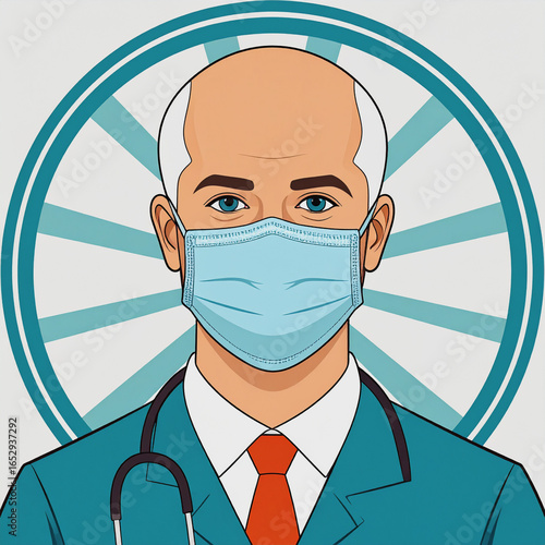 Futuristic apocalyptic doctor propaganda poster portrait