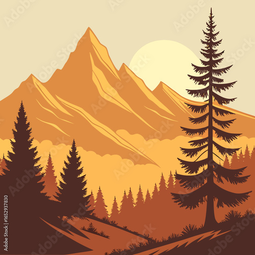 Majestic Mountain Sunset Landscape